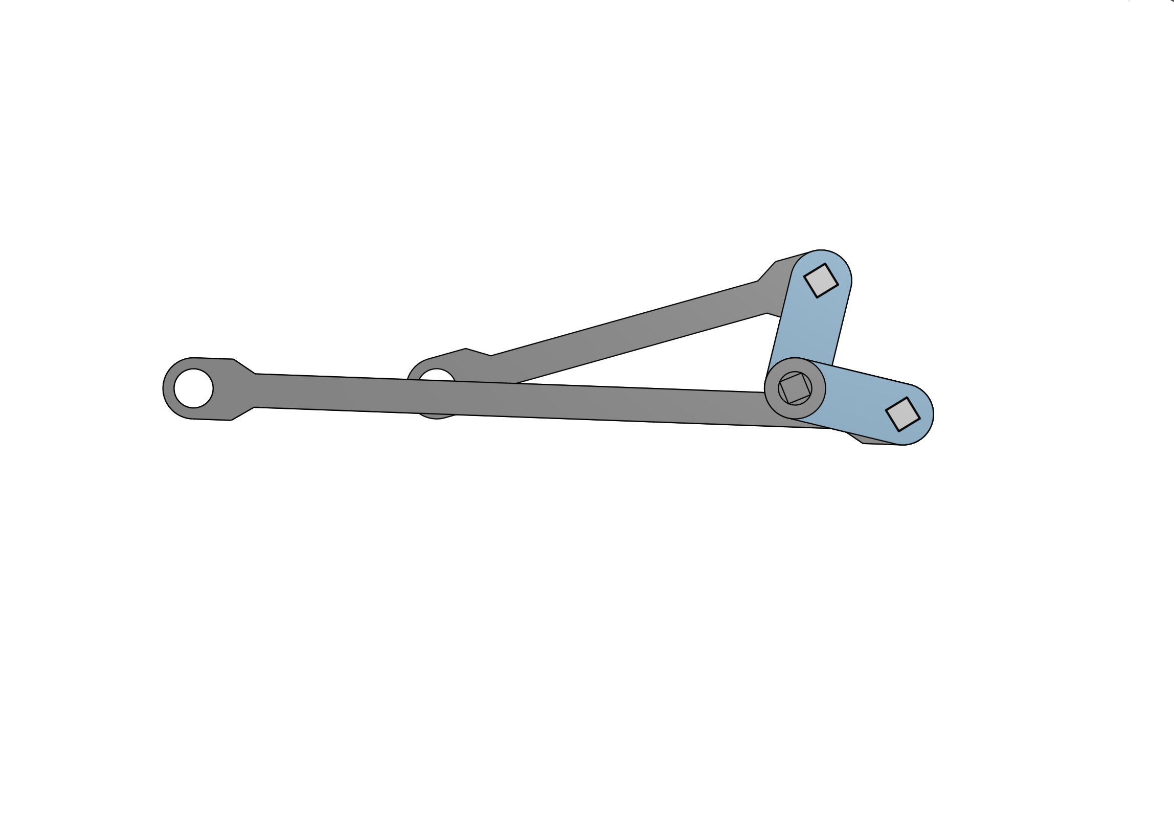 View of the complete crank assembly from the side